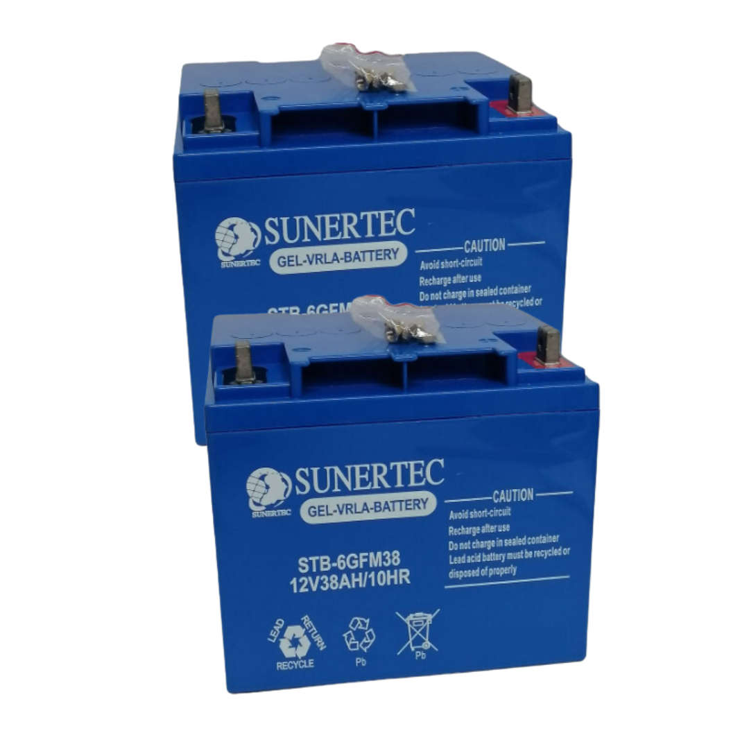 2 x 12V 38AH Gel Battery - Sunertec (2PCS)