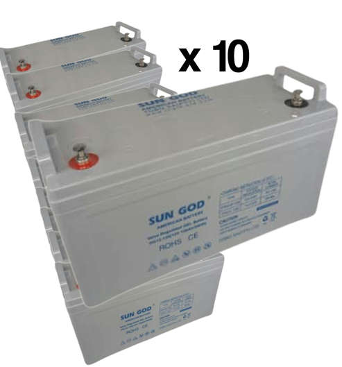 12V 120AH Gel Battery - SUN GOD x 10 Units