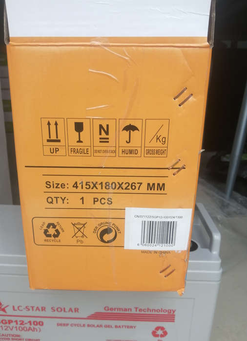 12V 100AH Deep Cycle Gel Battery - LC Star Solar (Block)