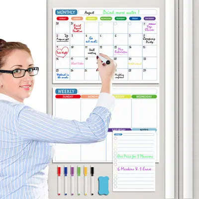 Magnetic, Reusable Monthly, Weekly Organizer With a Daily To-Do List.