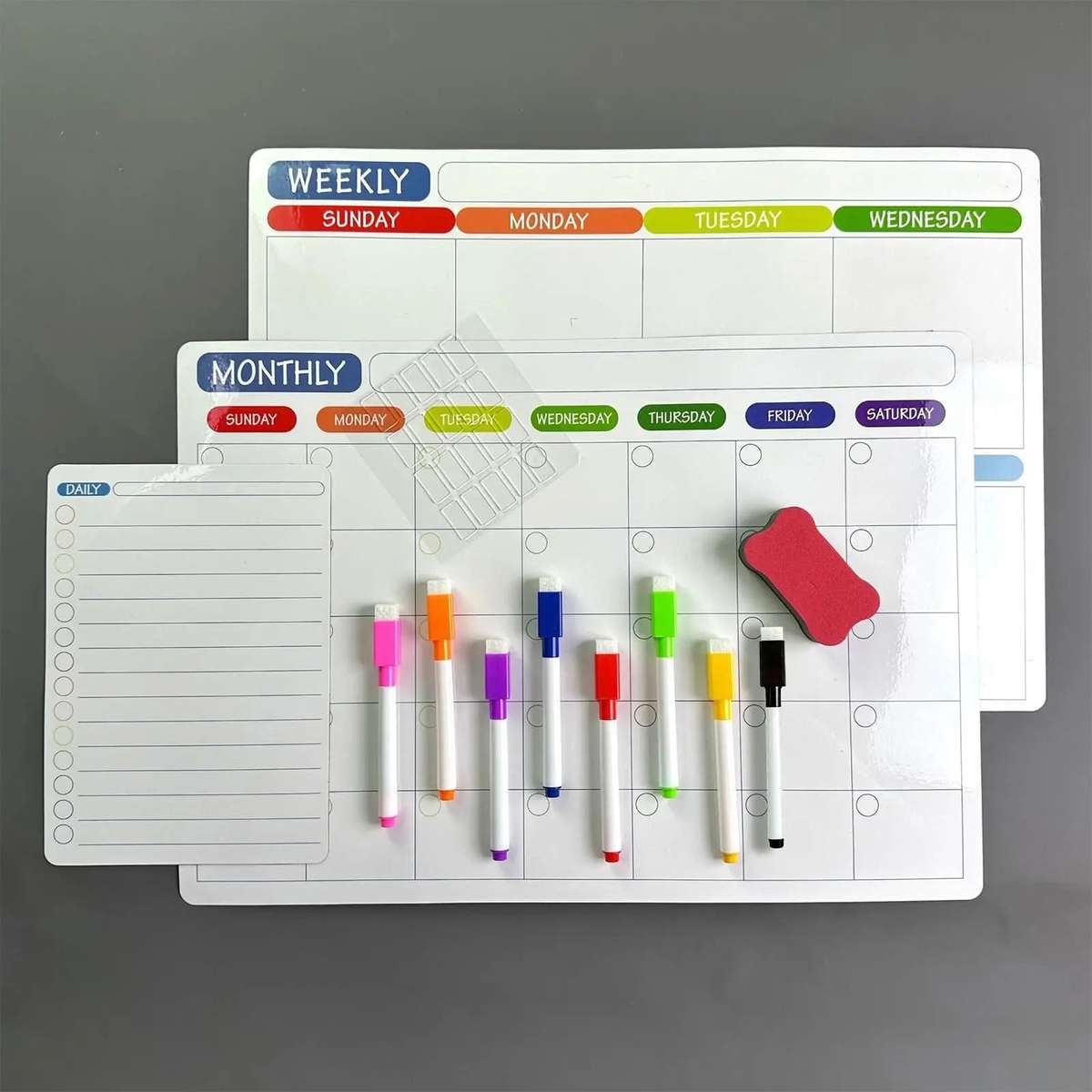 Magnetic, Reusable Monthly, Weekly Organizer With a Daily To-Do List.