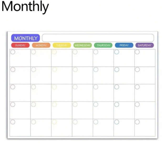 Magnetic, Reusable Monthly, Weekly Organizer With a Daily To-Do List.