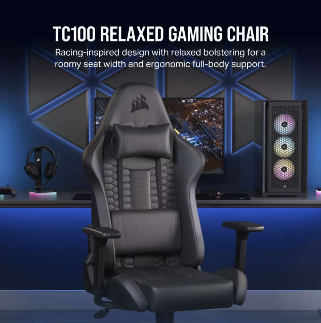 Corsair TC100 RELAXED Gaming Chair - Leatherette Black