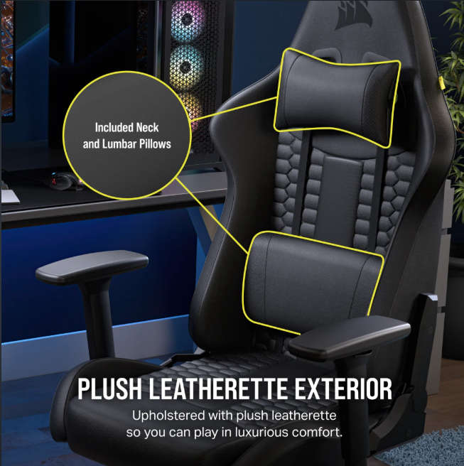 Corsair TC100 RELAXED Gaming Chair - Leatherette Black