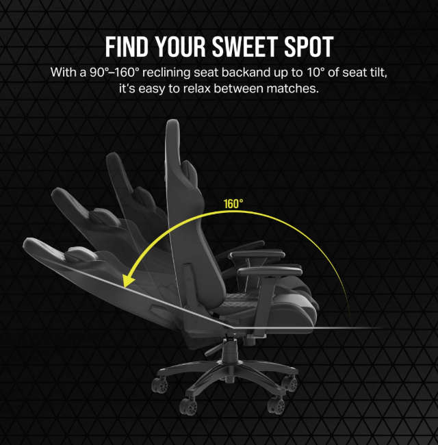 Corsair TC100 RELAXED Gaming Chair - Leatherette Black