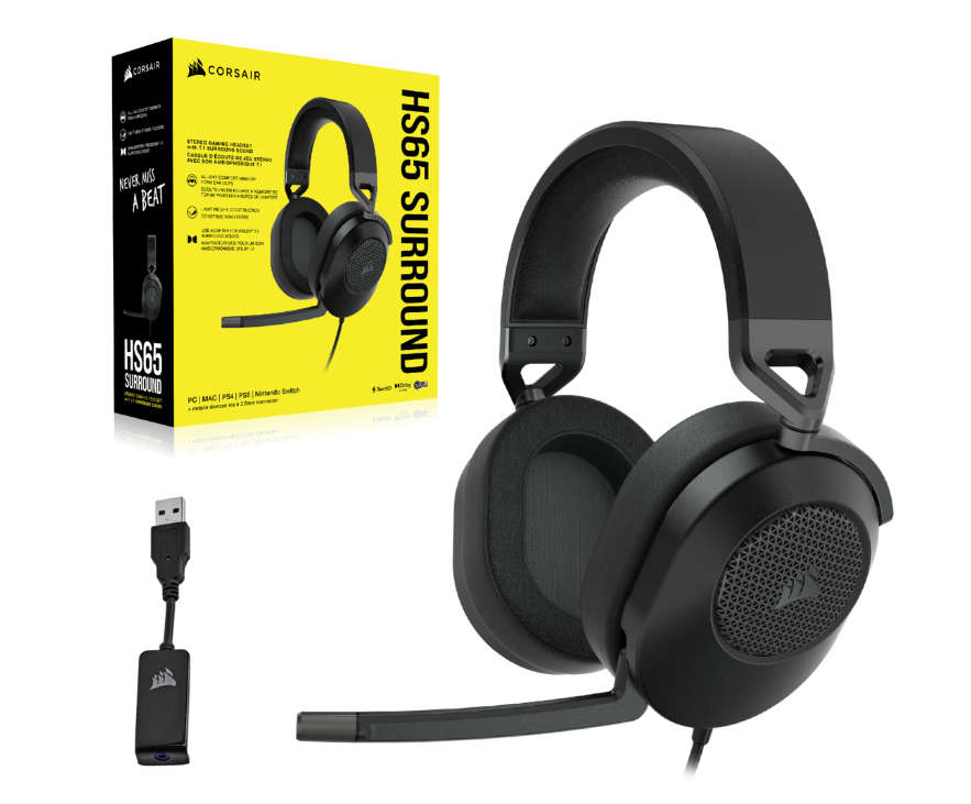 Corsair HS65 SURROUND Wired Gaming Headset - Black or White