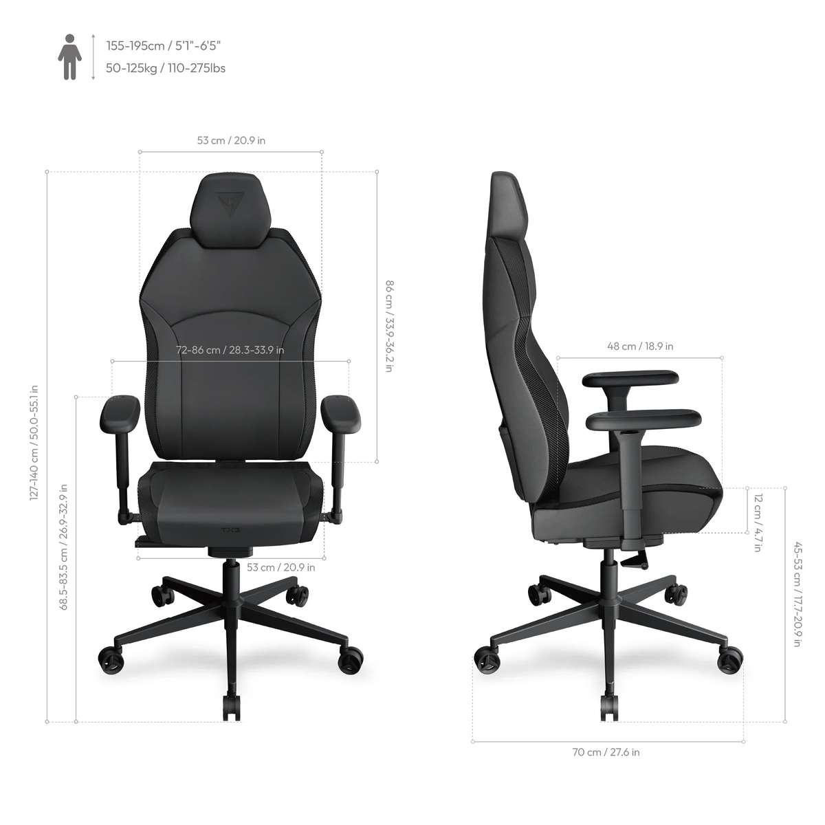 ThunderX3 SOLO 360 Ergonomic Chair  Modern Black