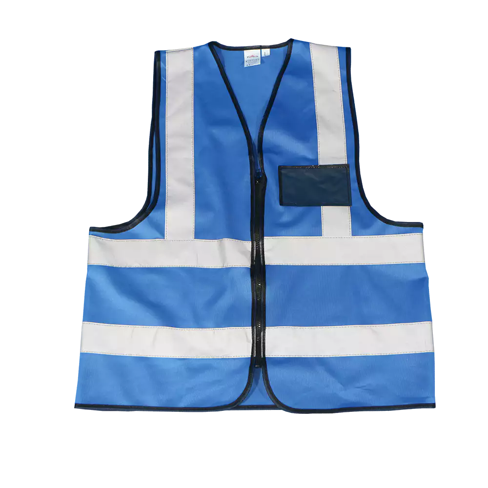 Premium Blue Reflective Vest with Zip & ID