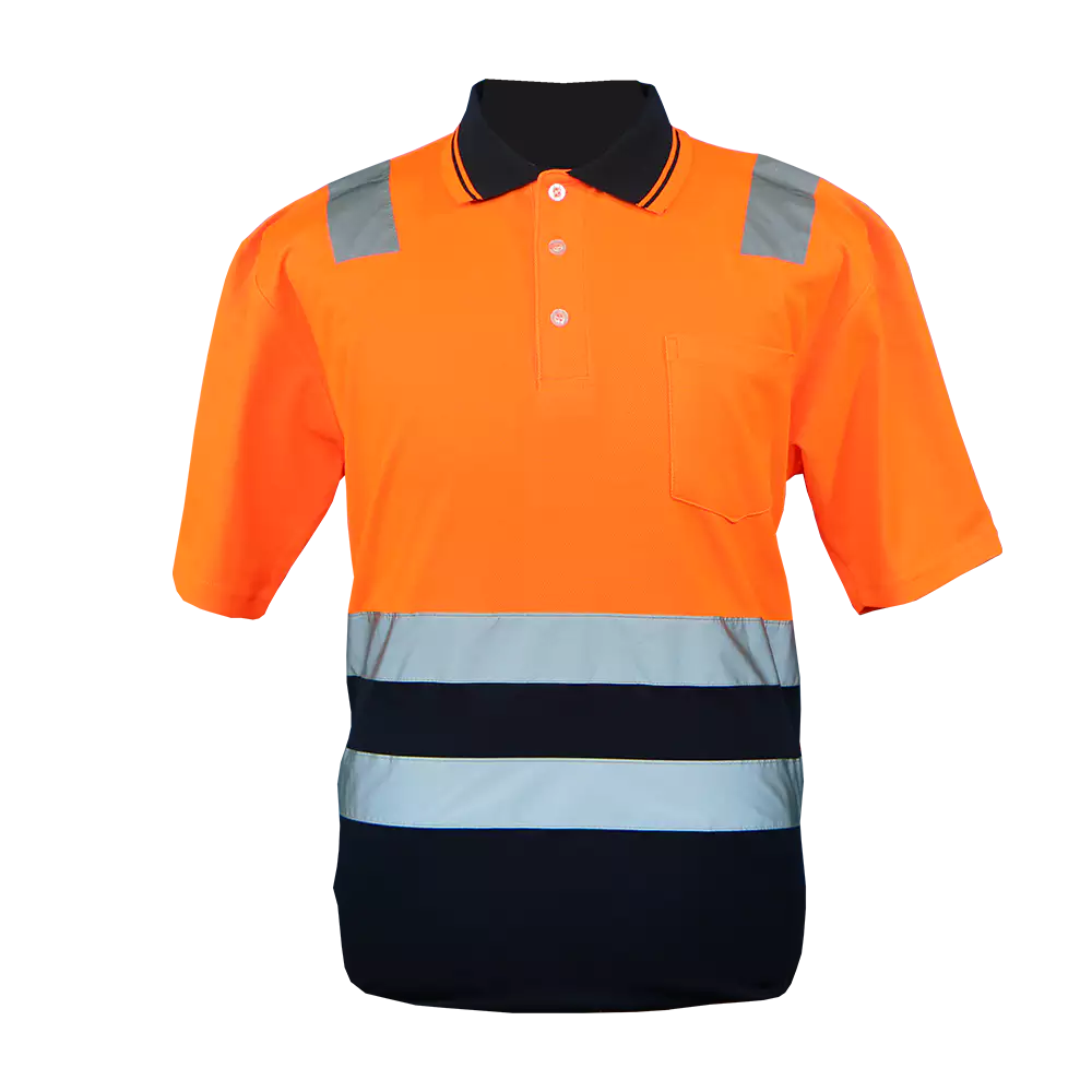 Orange / Navy Two Tone Hiviz Golf Shirt