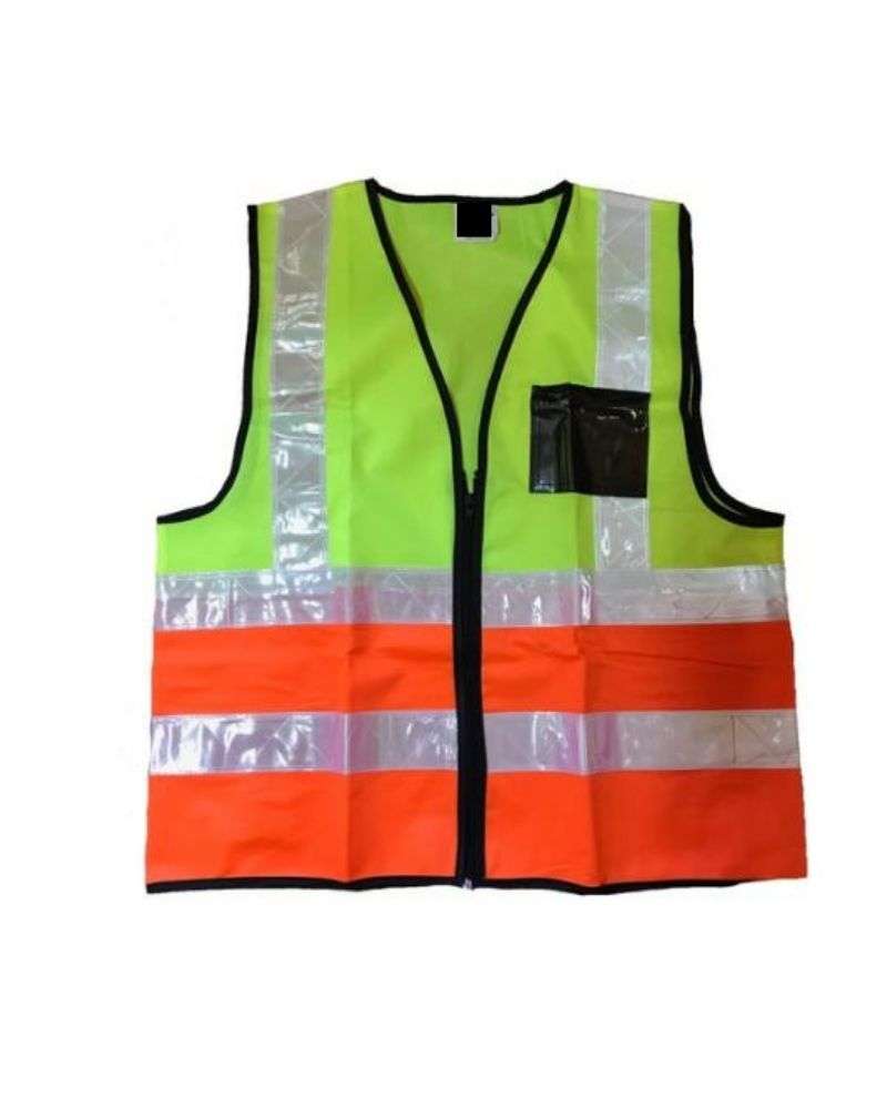 Pioneer®Lime/Orange Two Tone Reflective Vest Zip & Id Pouch