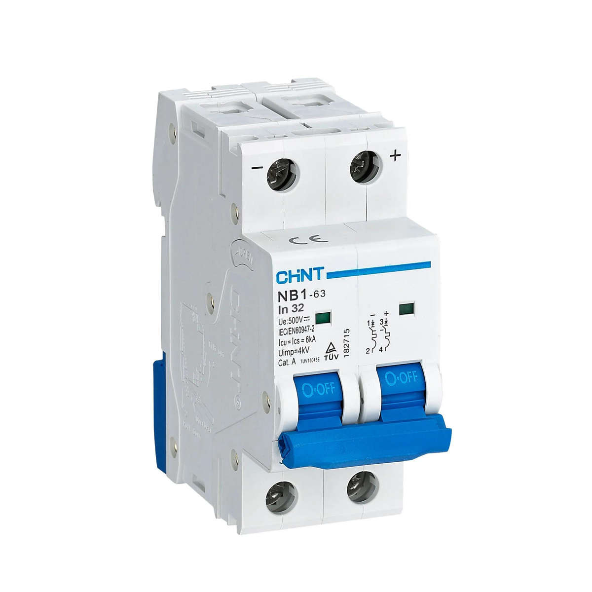 Chint PV DC 500V Circuit Breakers - 2P (10A-63A)
