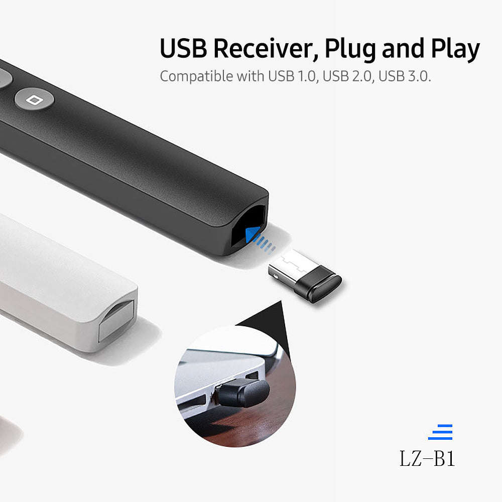 2.4GHz Wireless Presenter Remote Red Light Pointer Rechargeable Presentation Clicker Wireless Presen