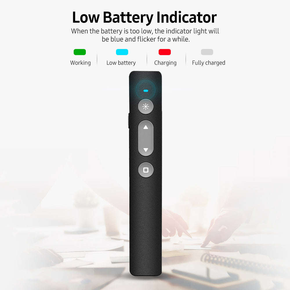 2.4GHz Wireless Presenter Remote Red Light Pointer Rechargeable Presentation Clicker Wireless Presen
