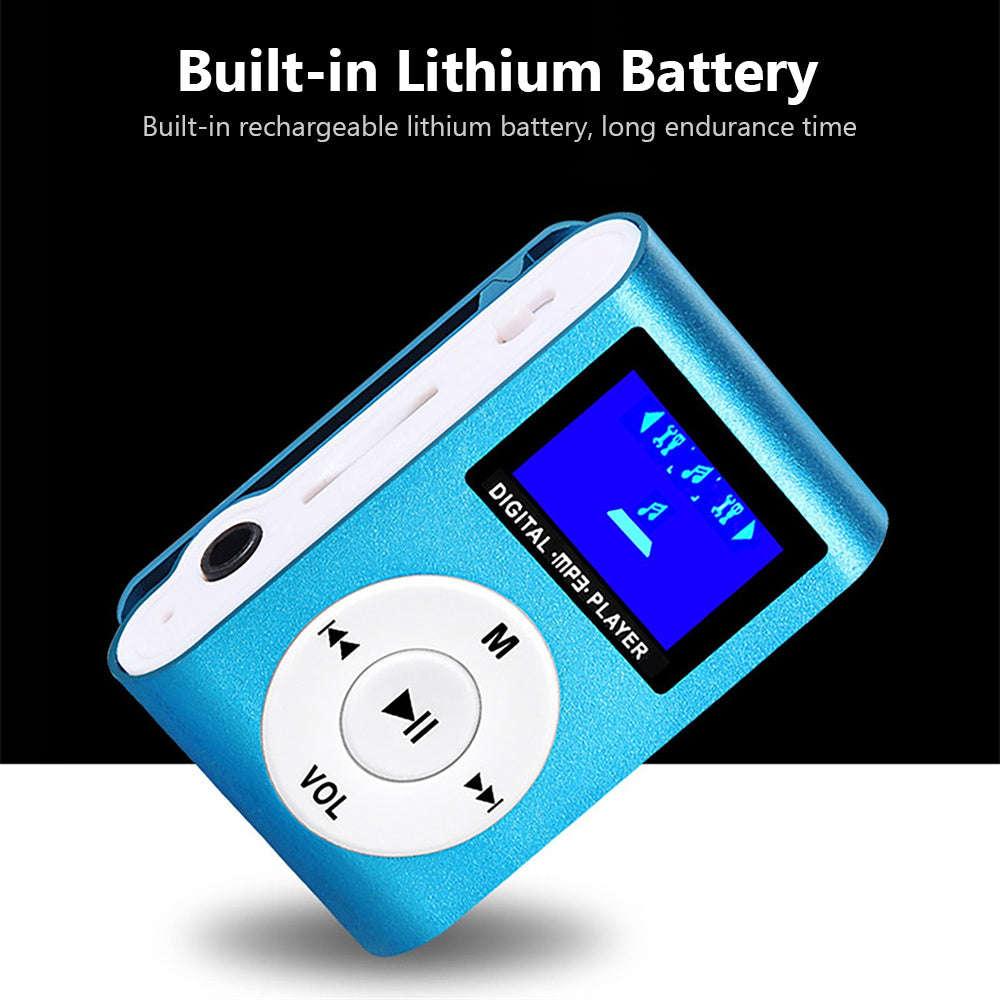 Mini Portable MP3 Music Player Metal Clip-on MP3 Player with LCD Screen Support TF Card Wide Applica