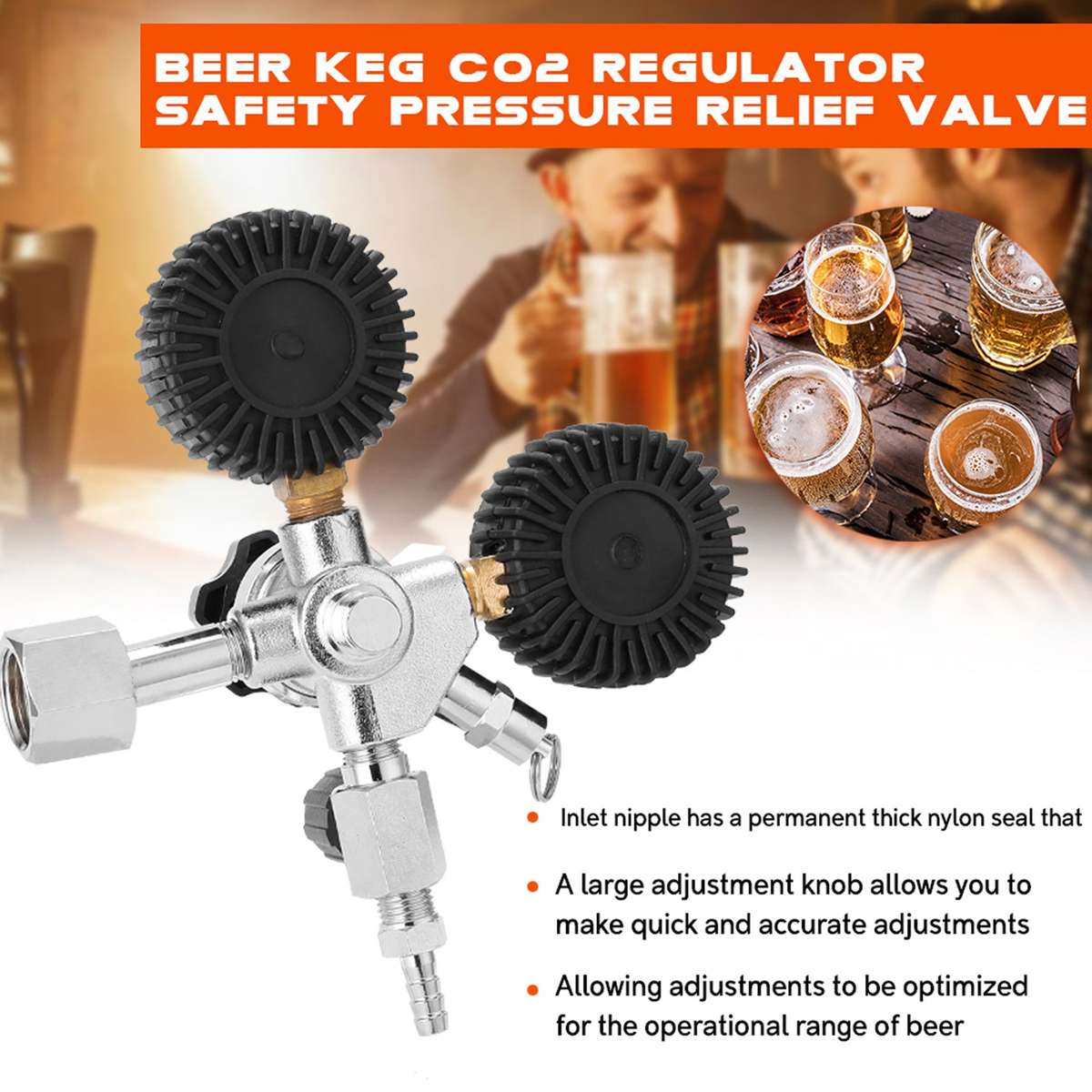 Beer CO2 Keg Regulator Safety Pressure Relief Valve 0-3000 PSI Tanks Pressure