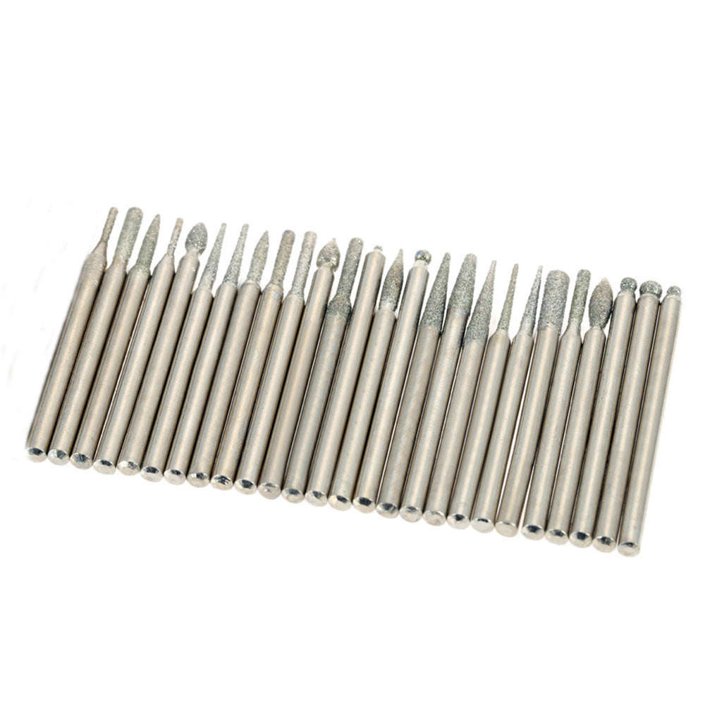 Electroplated Diamond Grinding Heads 30pcs 3mm Burrs Bur Bit Set for Rotary Tool Set Electric Grindi
