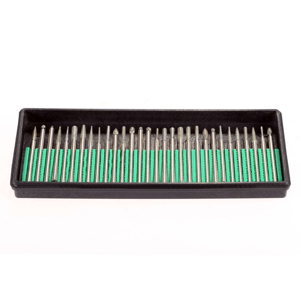 Electroplated Diamond Grinding Heads 30pcs 3mm Burrs Bur Bit Set for Rotary Tool Set Electric Grindi