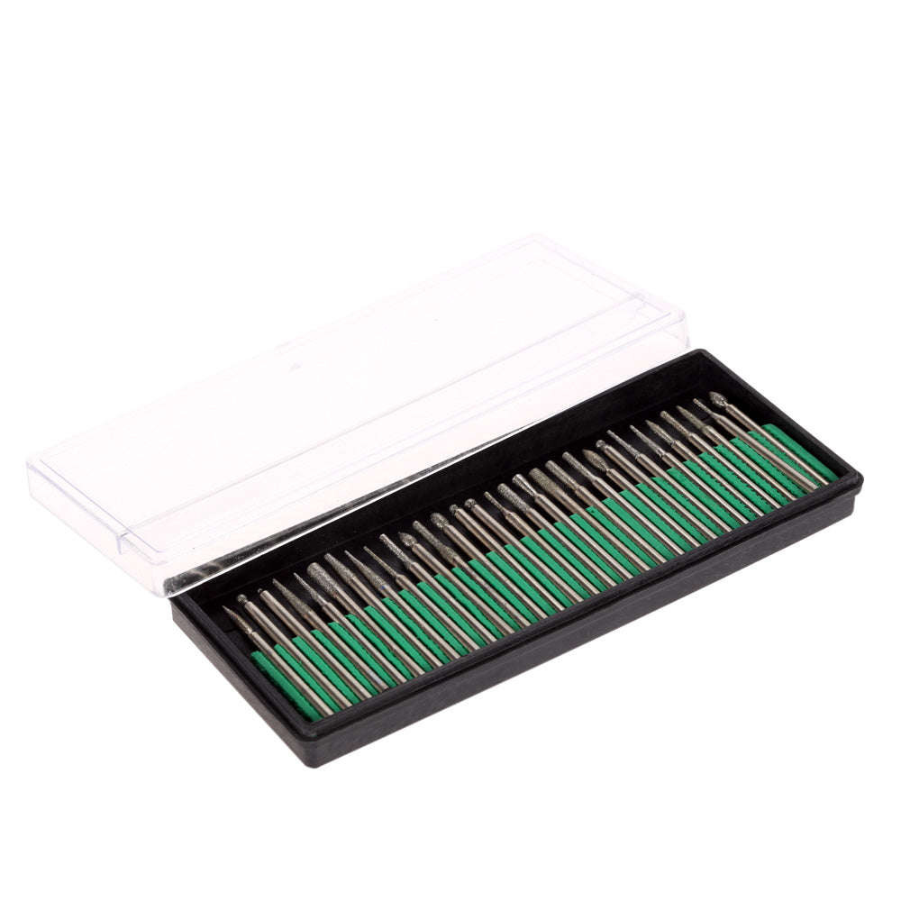 Electroplated Diamond Grinding Heads 30pcs 3mm Burrs Bur Bit Set for Rotary Tool Set Electric Grindi