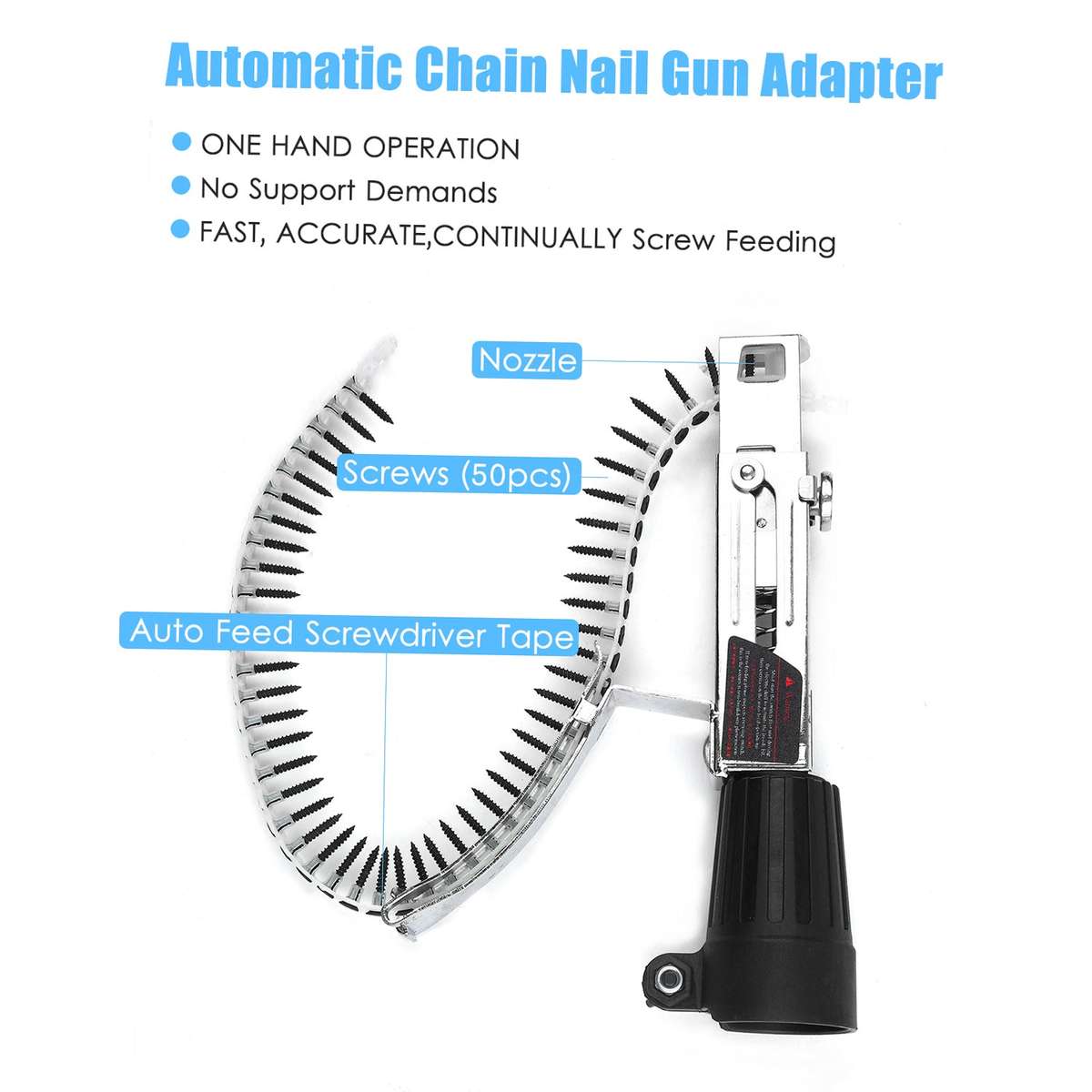 Automatic Chain Nail Gun Adapter Power Drill Attachment With Screws Woodworking Tool Auto Feed Screw