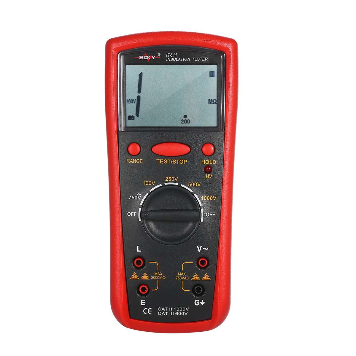 Insulation Resistance Meter Digital Ohmmeter Handheld Insulation Tester 0.1M-2000M Auto-Rang