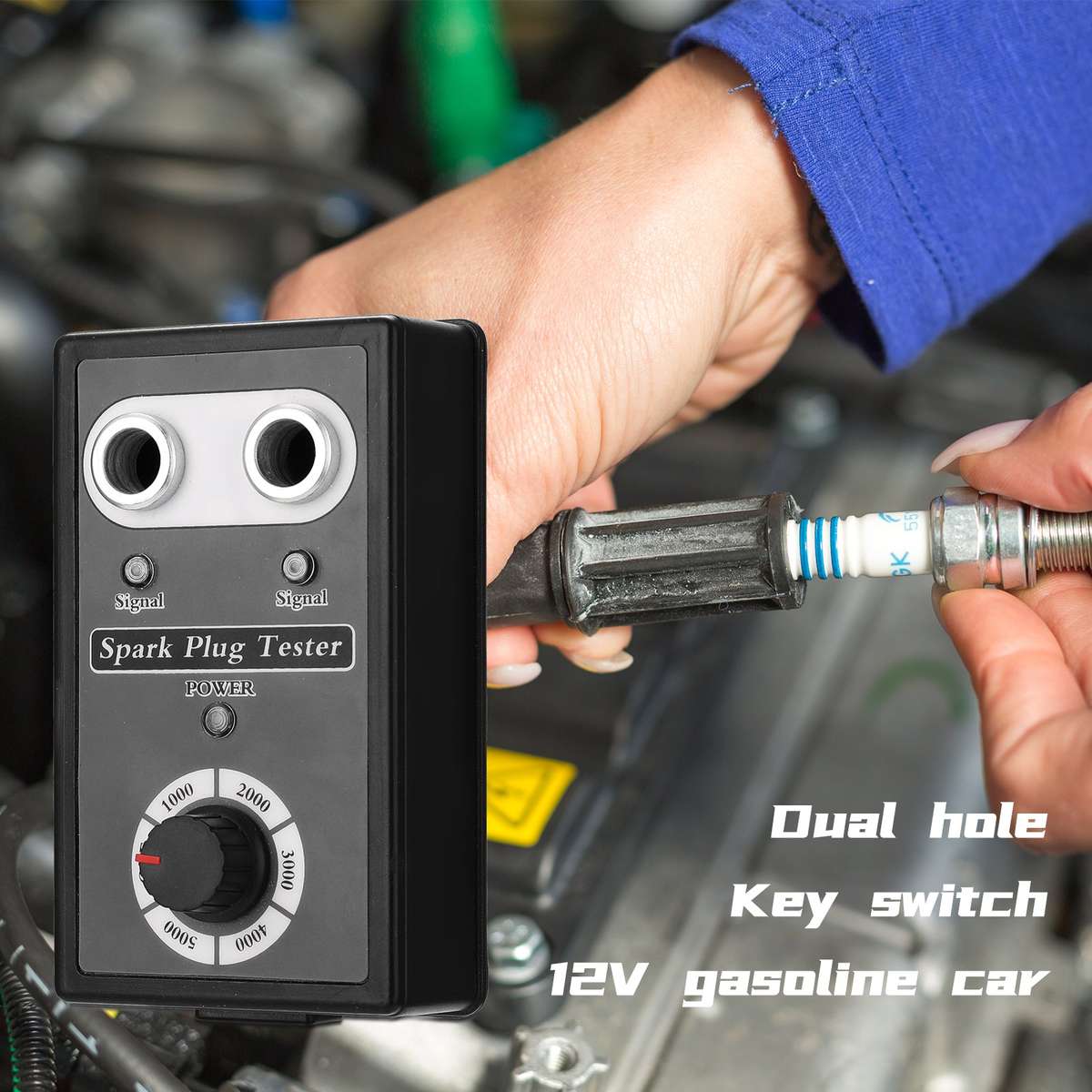 Automotive Diagnostic Scanner Gasoline Vehicle Plug Analyzer Spark Plugs Tester Dual Hole Ana