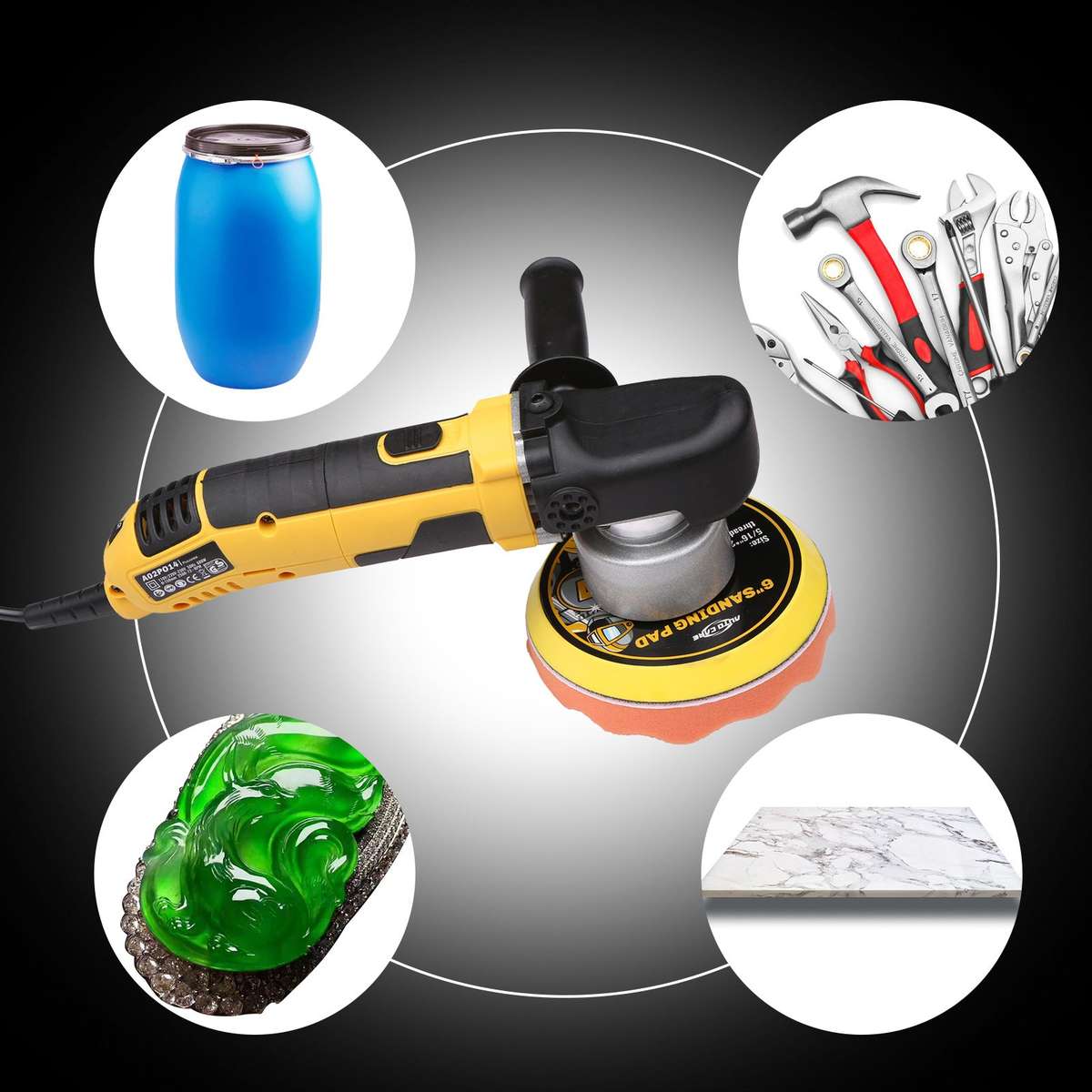 6-inch Variable Speed Car Polisher Handheld Polishing Machine Electric Powered Waxer Machine 5600RPM