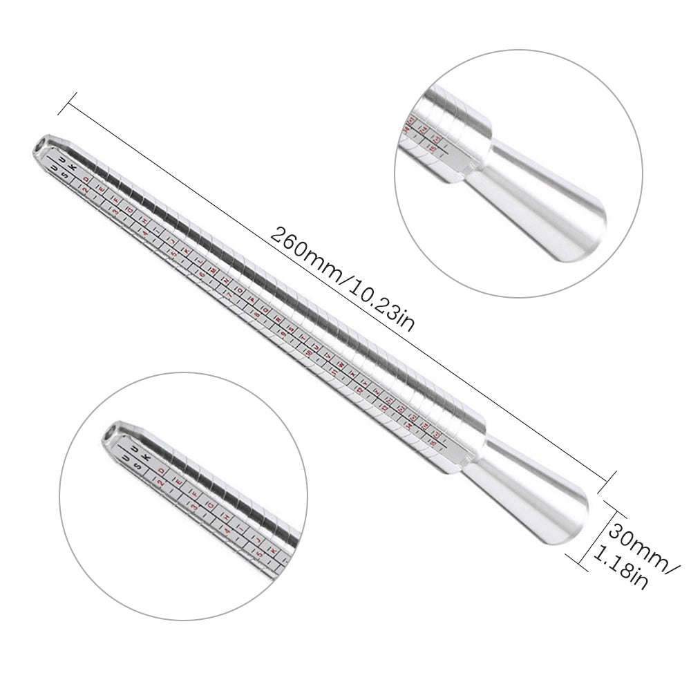 Aluminium Ring Sizer Mandrel Metal Ring Sizer Finger Sizing Stick Mandrel Tool with Ring Sizer