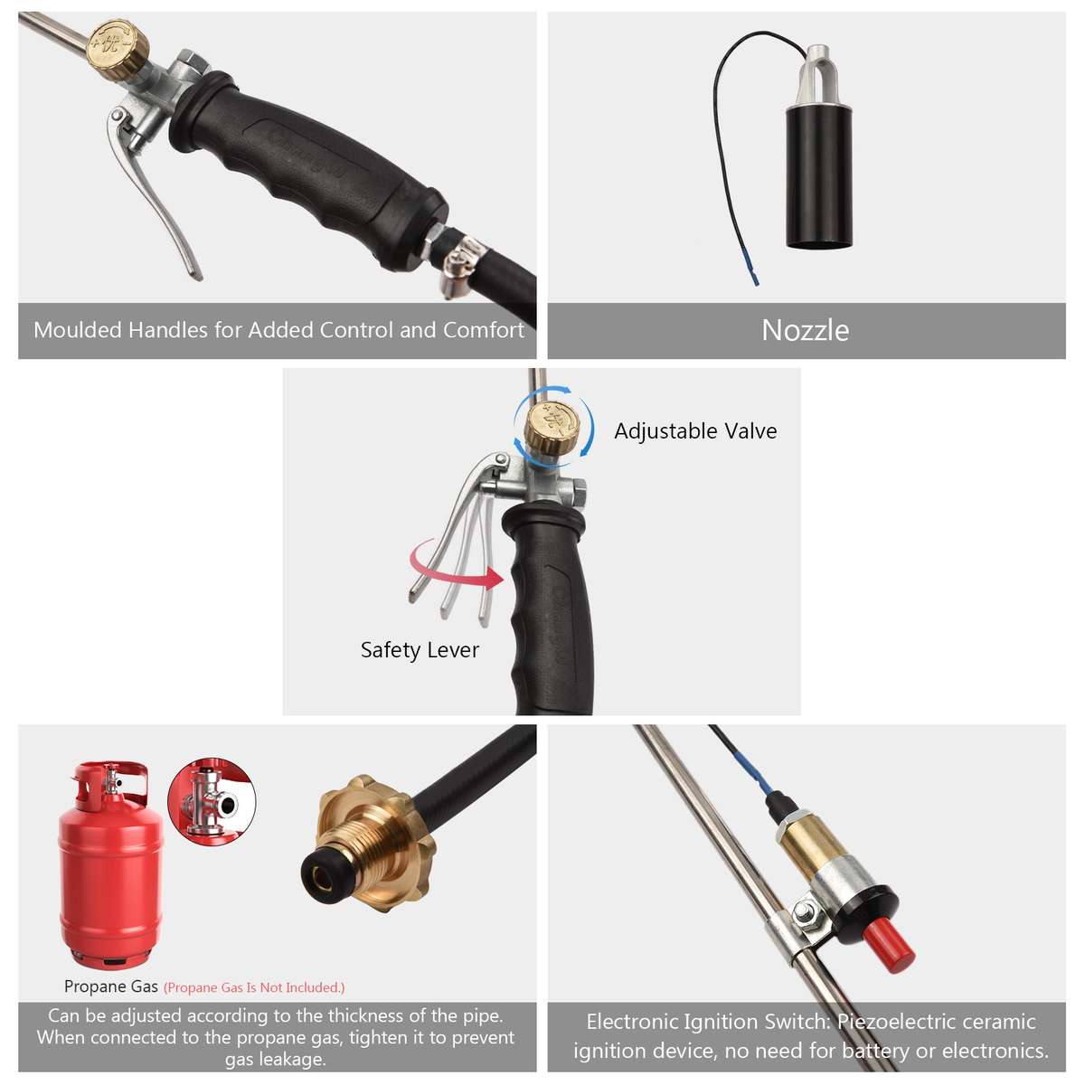 Propane Torch Weed Burner with Electronic Ignition Switch 6.6ft Hose for Ice Snow Melting Lawn Garde