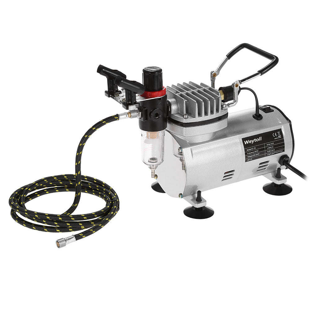 Weytoll Professional Airbrush Air Compressor Kit Hobby Nail Art Paint Spraying Air Brush Set with Cl