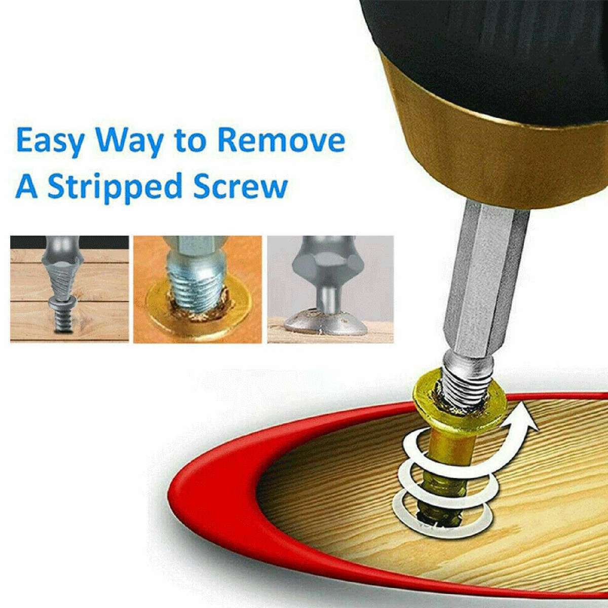 4Pcs Damaged Screw Breakage Bolt Extractor Drill Bits Guide Set Broken Screws Easy Out Remover Tool