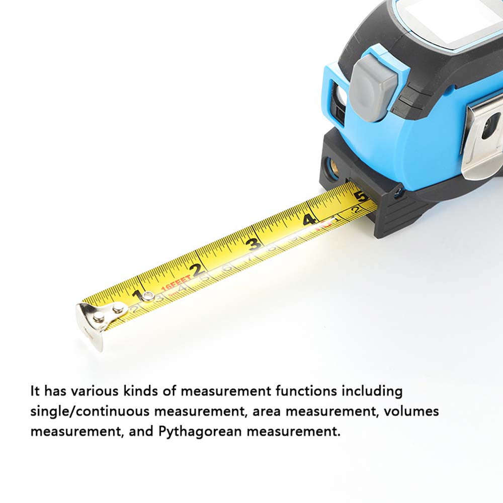 3in1 Laser Rangefinder 5m Tape Measure Ruler LCD Display with Backlight Distance Meter Buildi