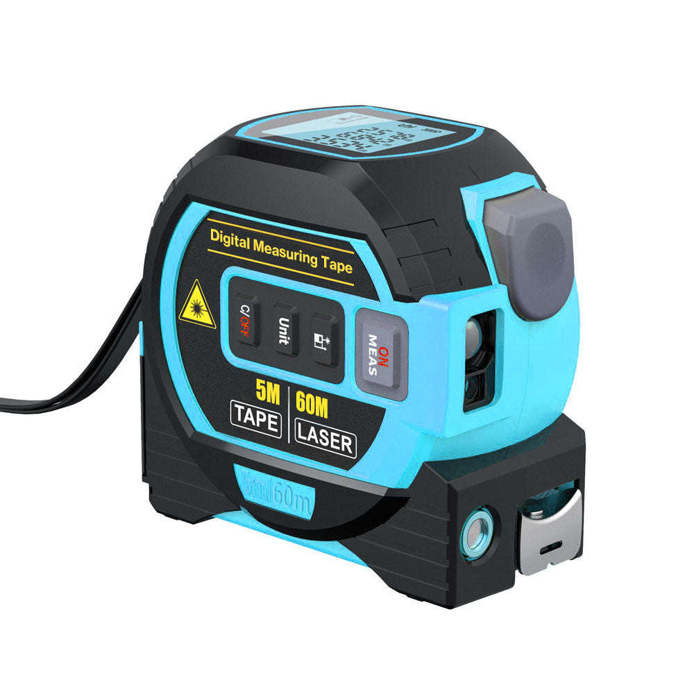 3in1 Laser Rangefinder 5m Tape Measure Ruler LCD Display with Backlight Distance Meter Buildi