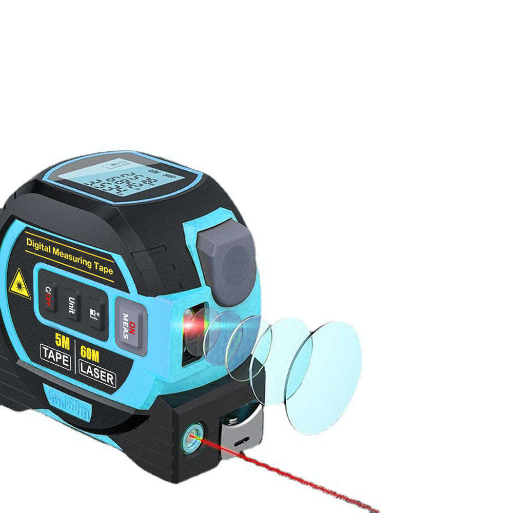 3in1 Laser Rangefinder 5m Tape Measure Ruler LCD Display with Backlight Distance Meter Buildi