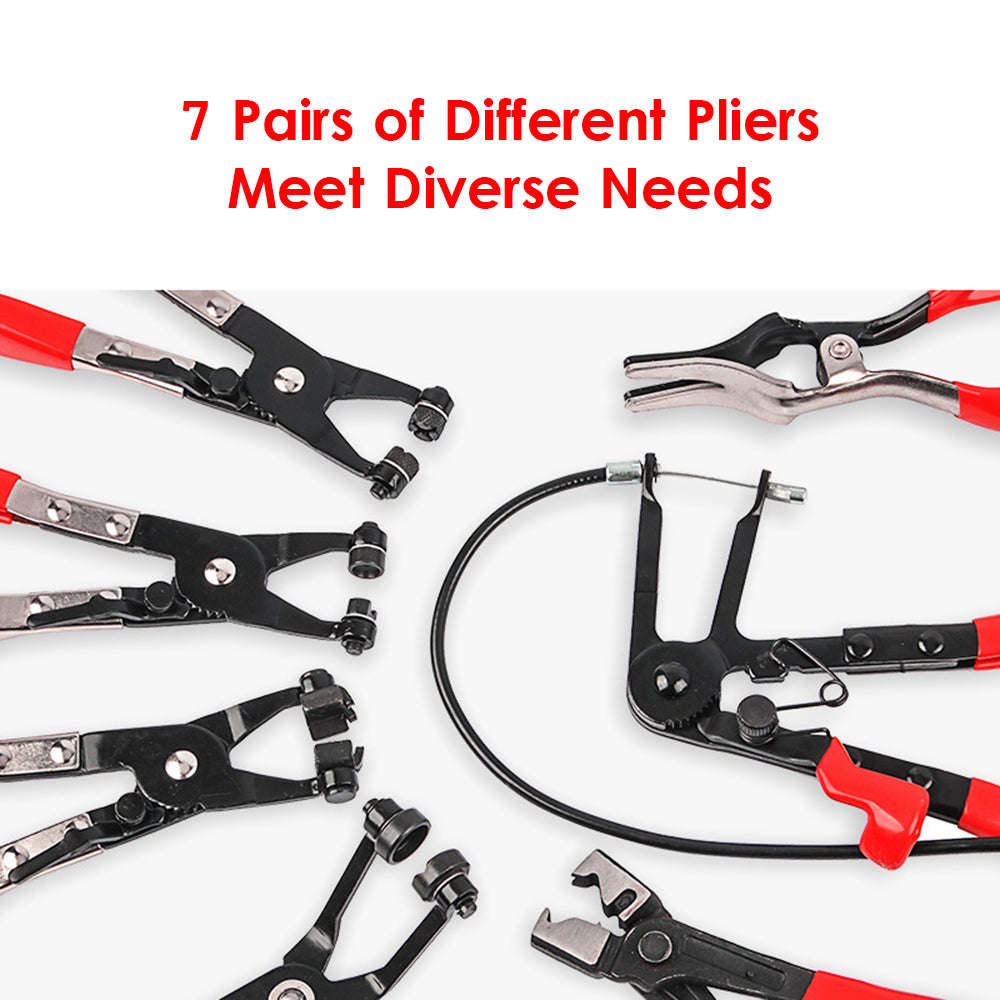 9 PCS Flexible Wire Long Reach Hose Clamp Pliers Kit Automobile Hose Remover Pliers Fuel Oil Water S