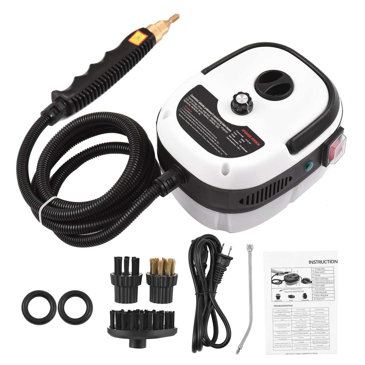 2500W Portable Handheld Steam Cleaner High Temperature Pressurized Steam Cleaning Machine with 3pcs