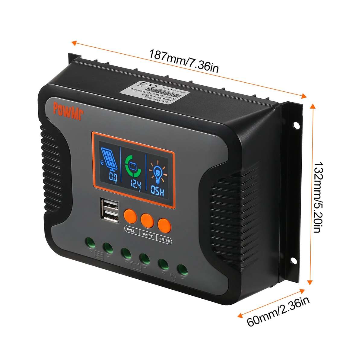 80A Solar Power Controller PWM Battery Charging Controller 12V-48V Lithium Battery Solar Charg