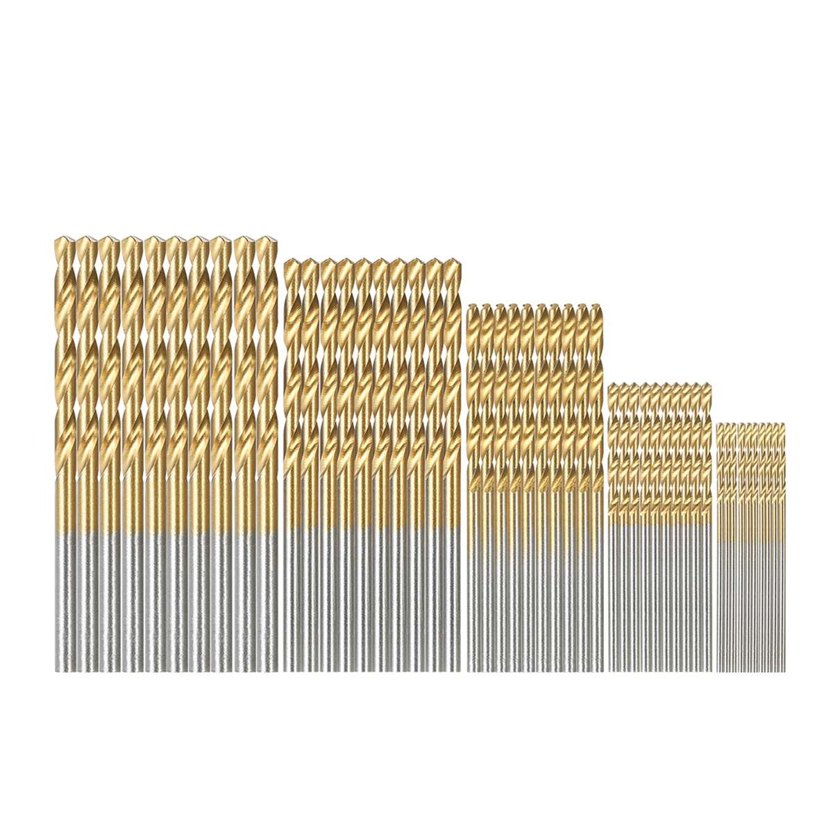 50pcs HSS Plating Titanium Twist Drill Bit Set Metric System 1.0-3.0mm High Speed Steel Titanium Coa