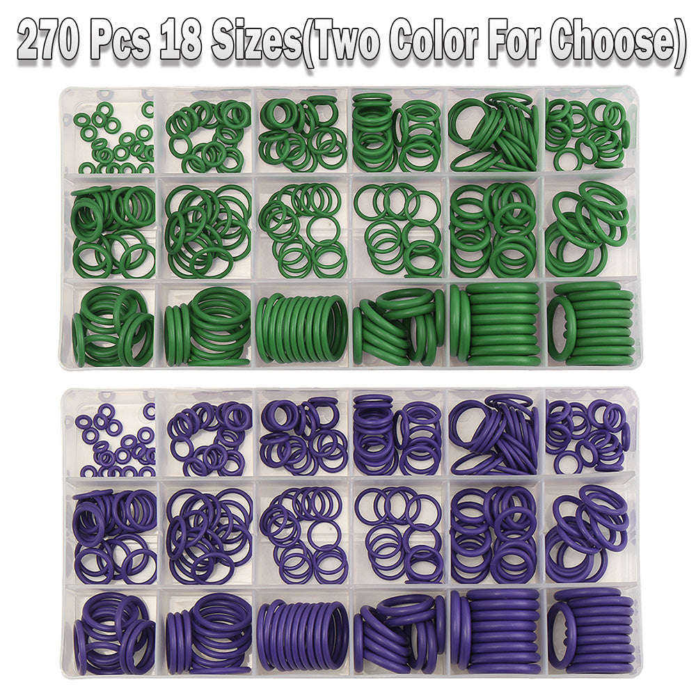 Rubber O-Ring 270Pcs R134A Car Airconditioning Sealing Set Rubber O-Ring Washer Seals with Pl