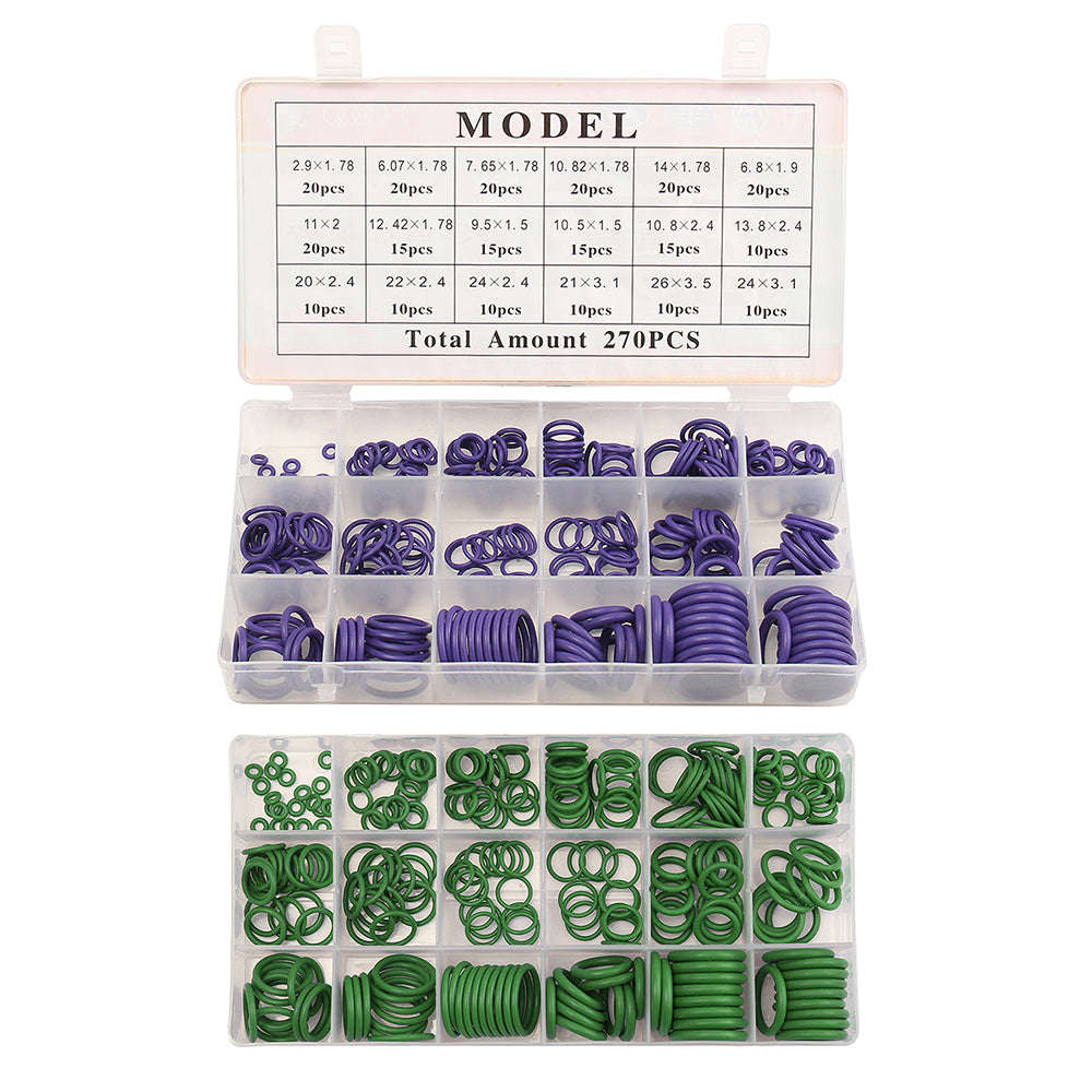 Rubber O-Ring 270Pcs R134A Car Airconditioning Sealing Set Rubber O-Ring Washer Seals with Pl