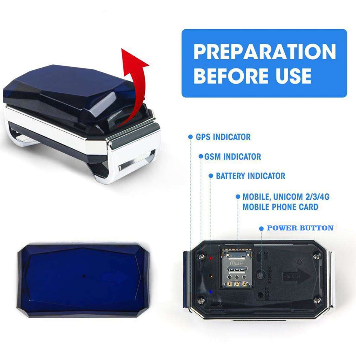 Mini GPS Tracker Waterproof Pets Locator Portable Real Time Tracking Device for Pets, Multi-p