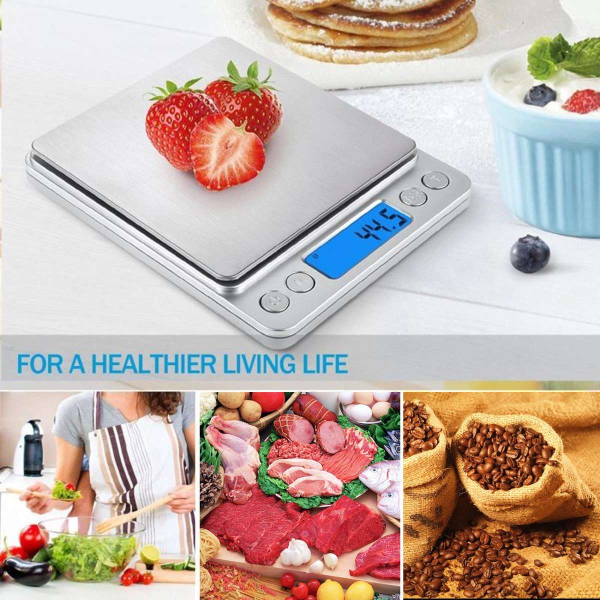 1kg/0.1g Accurate Electrical Kitchen Scale,Coffee Scale Food Weight Postal Scales