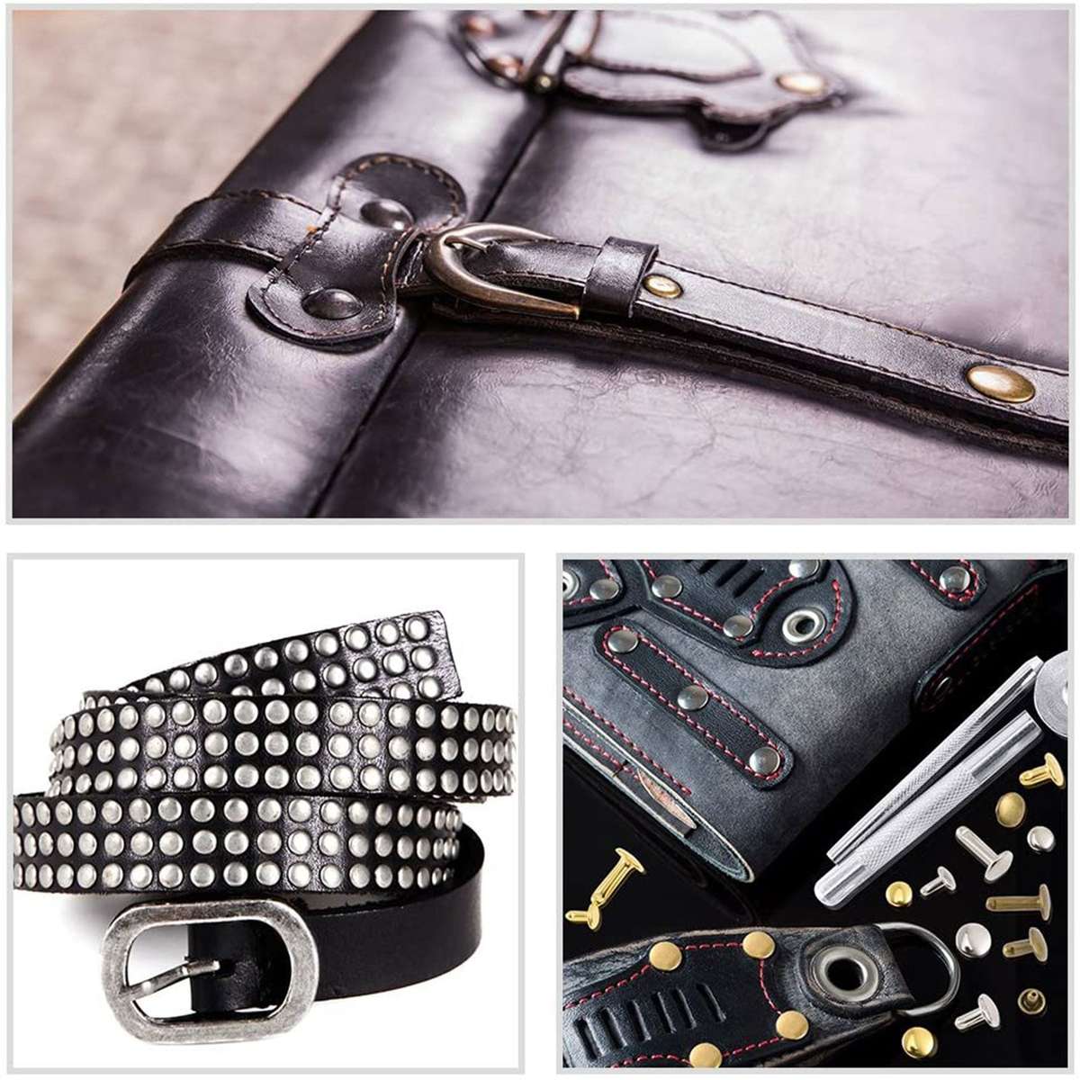 480 Sets of Leather Rivets Double Cap Rivet 3 Sizes 4 Colors with 4 Fixing Set Tools for DIY Leather