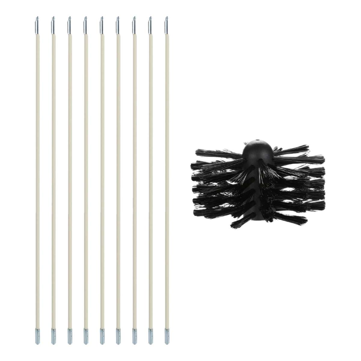 Chimney Cleaning Brush Kit 9PCS Poles with Nylon Brush Head Duct Vent Cleaning Set Chimney Sweep Kit