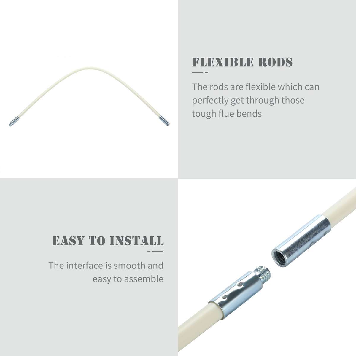 Chimney Cleaning Brush Kit 9PCS Poles with Nylon Brush Head Duct Vent Cleaning Set Chimney Sweep Kit