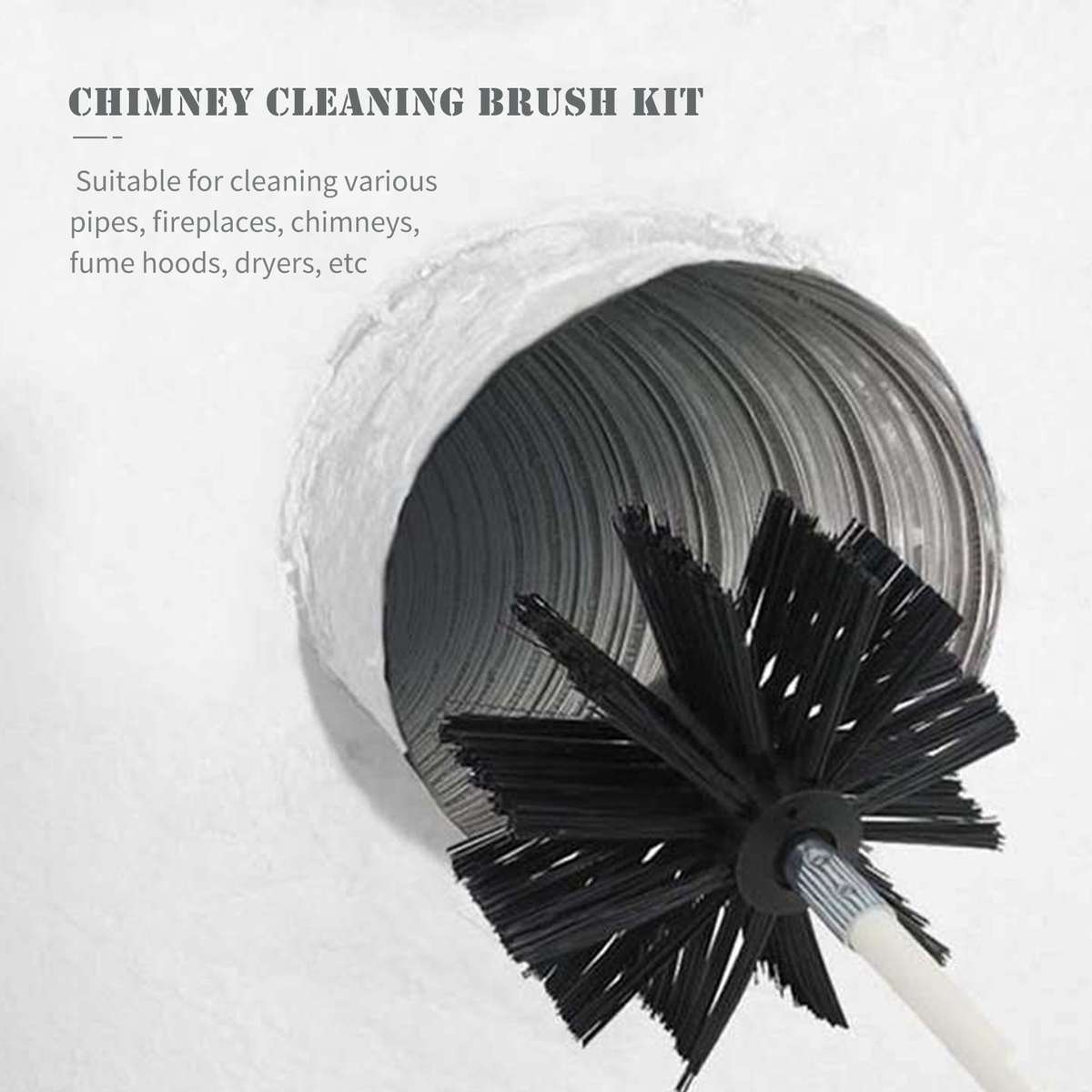 Chimney Cleaning Brush Kit 9PCS Poles with Nylon Brush Head Duct Vent Cleaning Set Chimney Sweep Kit