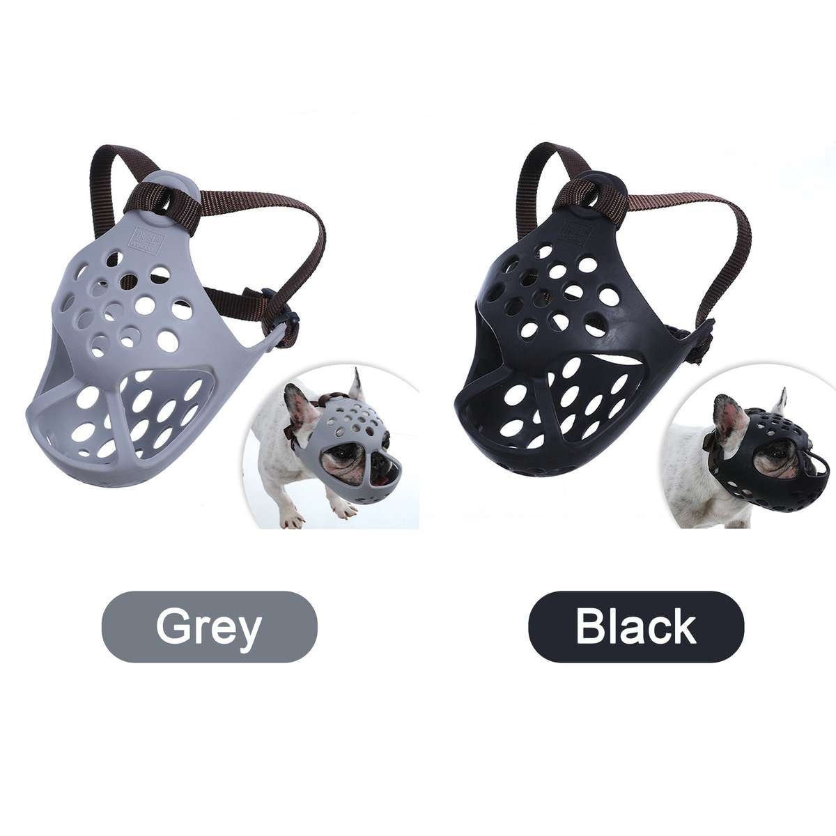 Dog Muzzle for Short Snout Dogs Breathable Holes Prevent Biting Chewing