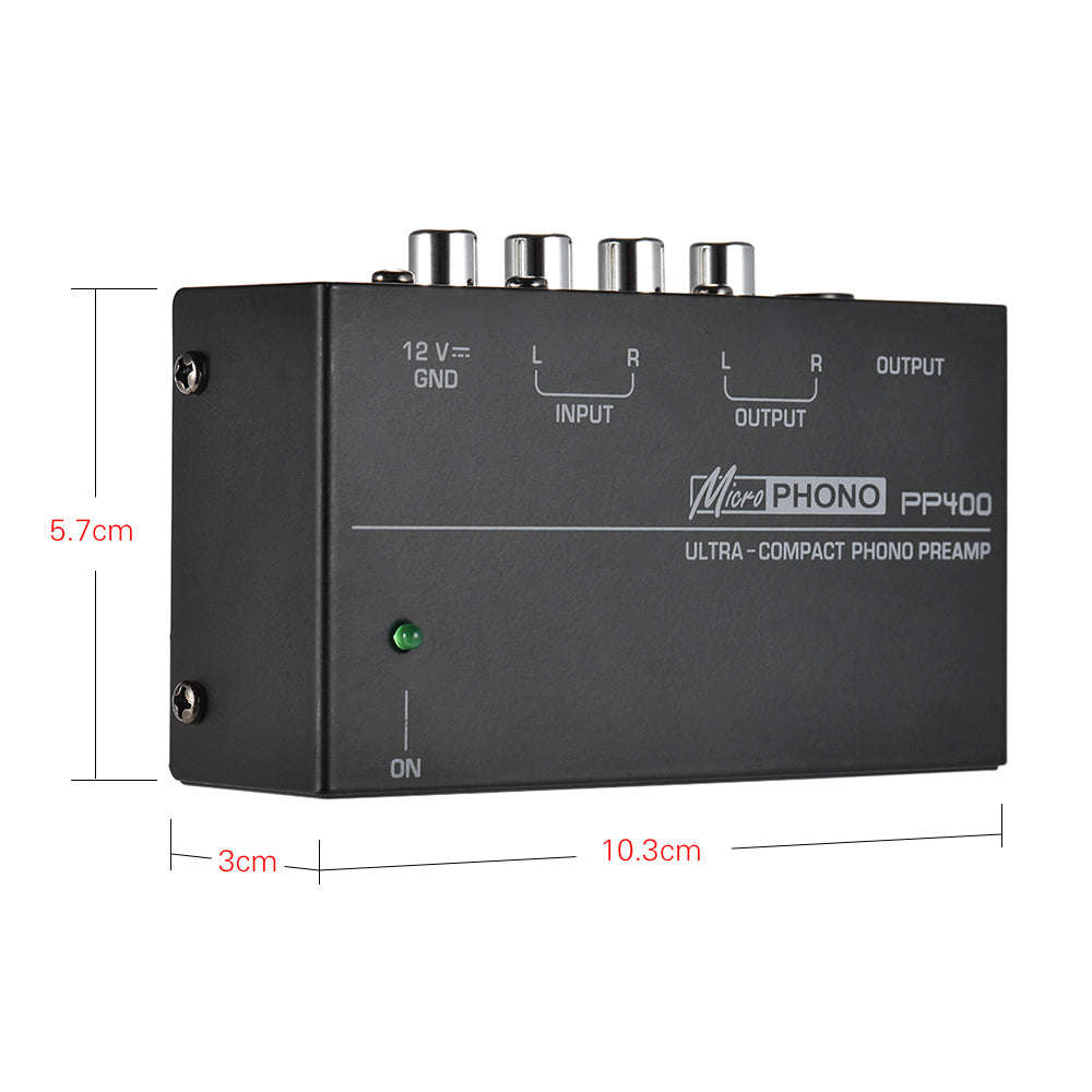 Ultra-compact Phono Preamp Preamplifier with RCA 1/4" TRS Interfaces