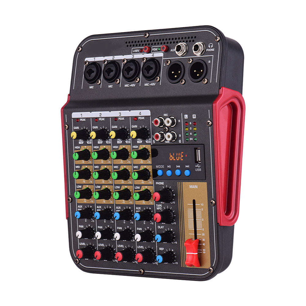 TM4 Digital 4-Channel Audio Mixer Mixing Console Built-in 48V Phantom Power with BT Function