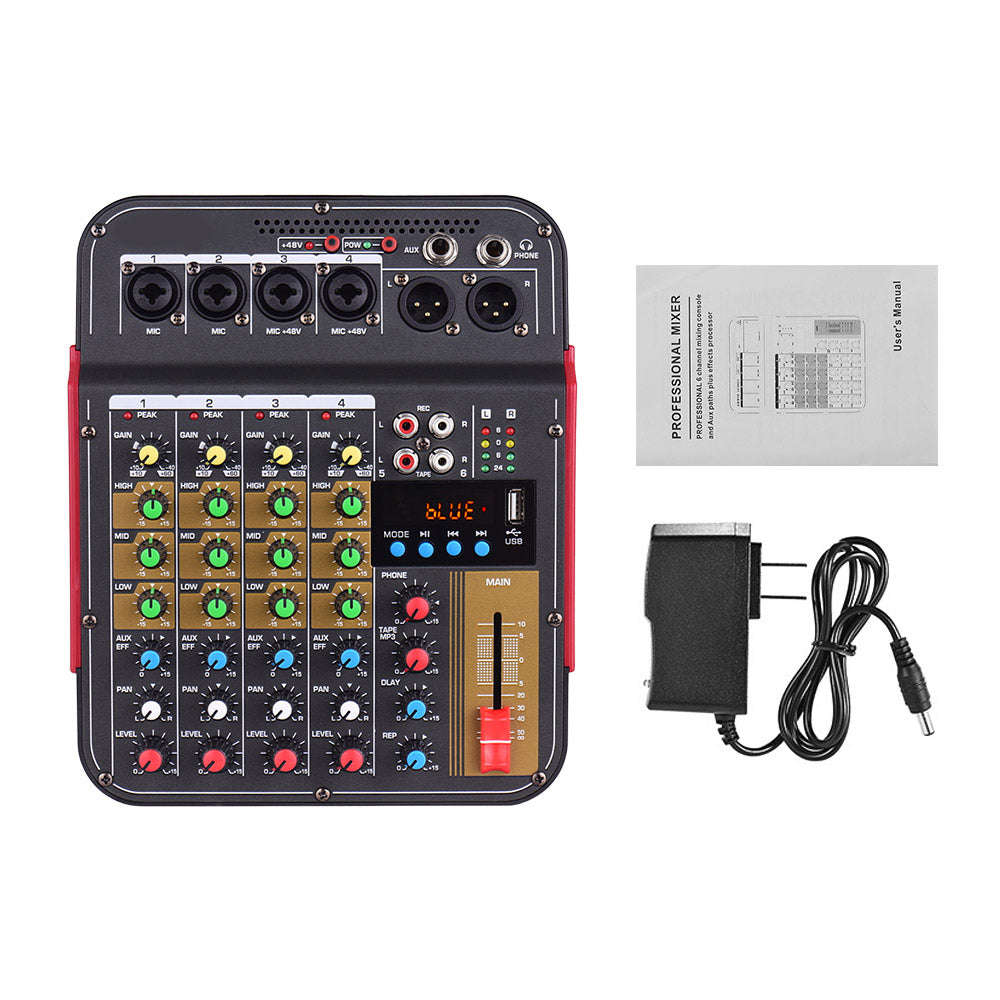 TM4 Digital 4-Channel Audio Mixer Mixing Console Built-in 48V Phantom Power with BT Function