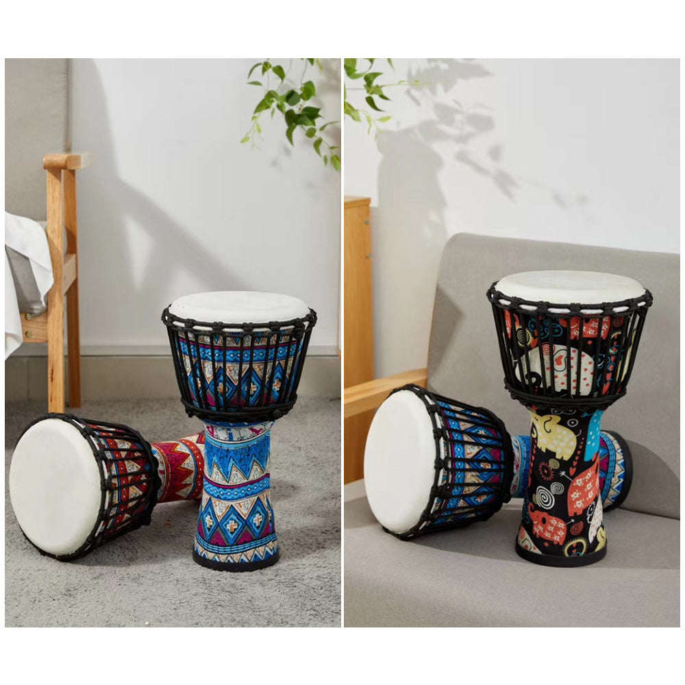8 Inch Portable African Drum Djembe Hand Drum with Colorful Art Patterns Percussion Musical I